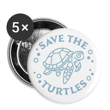 Sauver les tortues - Lot de 5 grands badges (56 mm) - blanc - Devant
