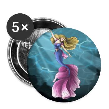 Mermaid - Buttons large 2.2''/56 mm (5-pack) - white - Front
