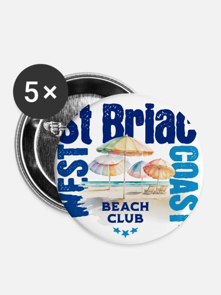 St. Briac Beach Club - Buttons groß 56 mm (5er Pack) - Weiß