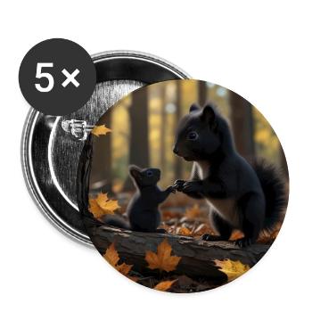 Mutter Eichhörnchen und ihr Baby Kanada - Buttons groß 56 mm (5er Pack) - Weiß - Vorne