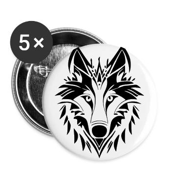 Strong spirit wolf. The beast of the wild - Buttons large 2.2''/56 mm (5-pack) - white - Front