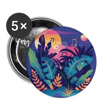 Pflanzen und Musik - hochwertiger Modedruck - Buttons groß 56 mm (5er Pack) - Weiß - Vorne