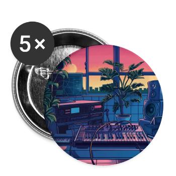 Pflanzen und Musik - hochwertiger Modedruck - Buttons groß 56 mm (5er Pack) - Weiß - Vorne