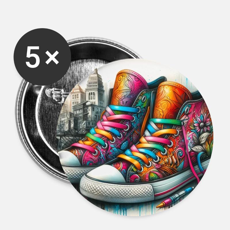 Sneaker Nr.05 - Buttons groß 56 mm (5er Pack) - Weiß