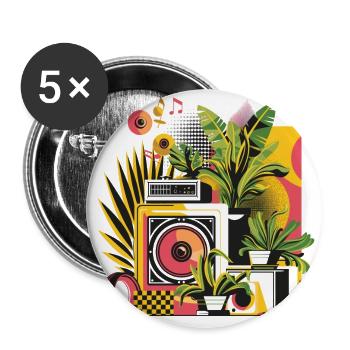 plants and music - high quality fashion print - Buttons large 2.2''/56 mm (5-pack) - white - Front