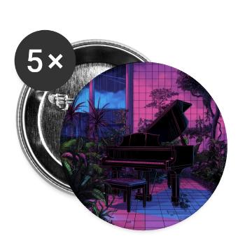 Pflanzen und Musik - hochwertiger Modedruck - Buttons groß 56 mm (5er Pack) - Weiß - Vorne