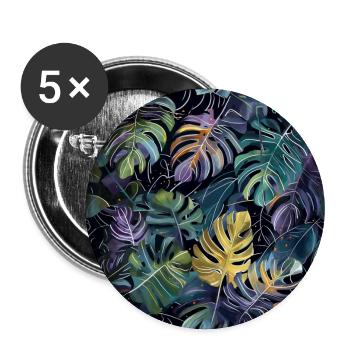 Pflanzen und Musik - hochwertiger Modedruck - Buttons groß 56 mm (5er Pack) - Weiß - Vorne