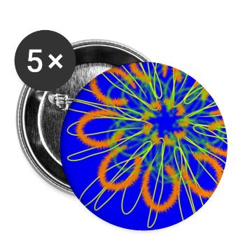 Abstrakte Blume auf blauem Hintergrund - Buttons groß 56 mm (5er Pack) - Weiß - Vorne