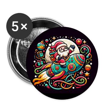 Funny Santa Claus comes with the spaceship - Buttons large 2.2''/56 mm (5-pack) - white - Front