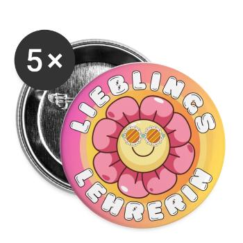 Lieblings Lehrerin - Buttons groß 56 mm (5er Pack) - Weiß - Vorne