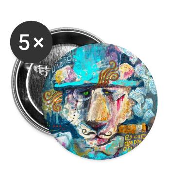 Bourgeois Löwe - Buttons groß 56 mm (5er Pack) - Weiß - Vorne