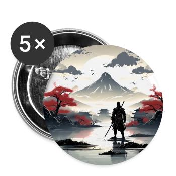 Alone Samurai at a Beautiful Landscape - Buttons large 2.2''/56 mm (5-pack) - white - Front
