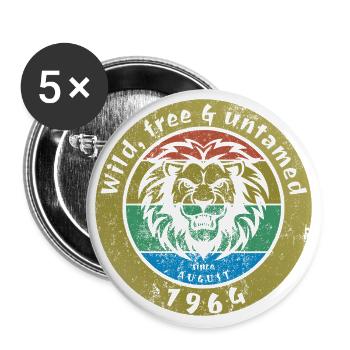 60e anniversaire Sauvage, libre et indompté depuis 08/1964 - Lot de 5 grands badges (56 mm) - blanc - Devant