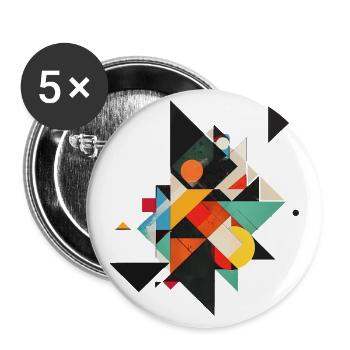 Cooles Geometrisches 80s Motiv - Buttons groß 56 mm (5er Pack) - Weiß - Vorne