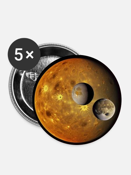 Gelbe Welten - Buttons groß 56 mm (5er Pack) - Weiß