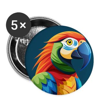 Tropical parrot - Buttons large 2.2''/56 mm (5-pack) - white - Front