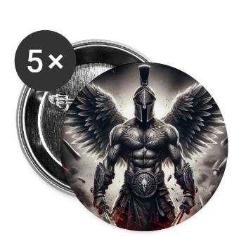 SPARTAN - WARRIOR WITH HELMET - ARMOR - WINGS - Buttons large 2.2''/56 mm (5-pack) - white - Front