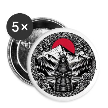 Japanischer Samurai-Krieger - Buttons groß 56 mm (5er Pack) - Weiß - Vorne