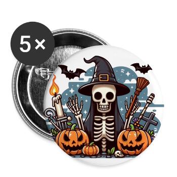 Mr. Bone Spooky Halloween 4 - Buttons large 2.2''/56 mm (5-pack) - white - Front