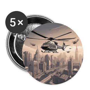 Helicopters Over Urban Cityscape - Buttons large 2.2''/56 mm (5-pack) - white - Front
