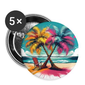 Vibrant Palm Trees on a Tropical Beach - Buttons large 2.2''/56 mm (5-pack) - white - Front