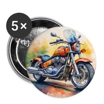 Bold Retro Motorcycle Design - Buttons large 2.2''/56 mm (5-pack) - white - Front