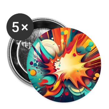 Abstract Colourful Splash with Explosive Design - Buttons large 2.2''/56 mm (5-pack) - white - Front