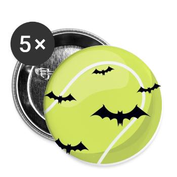 Tennisball mit Fledermäusen - Halloween - Buttons groß 56 mm (5er Pack) - Weiß - Vorne