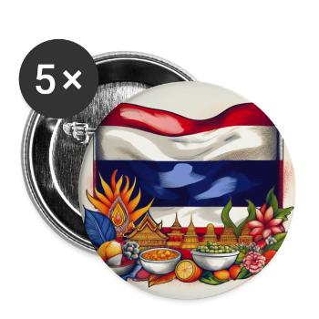 Thailand Flag and Traditional Cuisine Artwork - Buttons large 2.2''/56 mm (5-pack) - white - Front