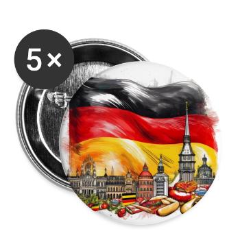 German Flag and Iconic Landmarks - Buttons large 2.2''/56 mm (5-pack) - white - Front