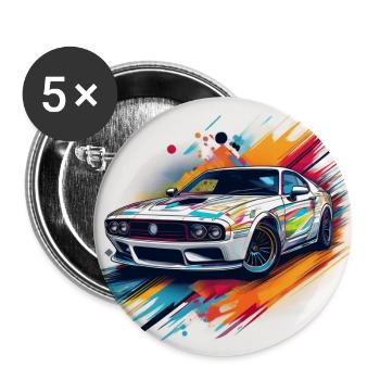 Vibrant Classic Car Design T-Shirt - Buttons large 2.2''/56 mm (5-pack) - white - Front
