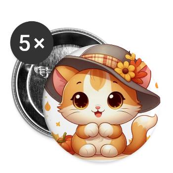 Herbst Kat3 - Buttons groß 56 mm (5er Pack) - Weiß - Vorne