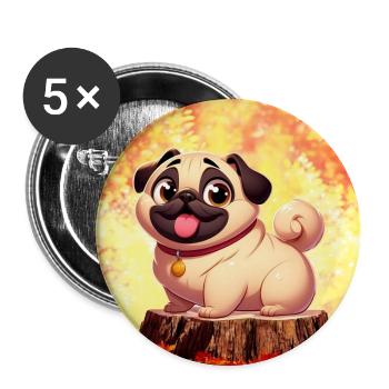 Pug 3 - Buttons large 2.2''/56 mm (5-pack) - white - Front