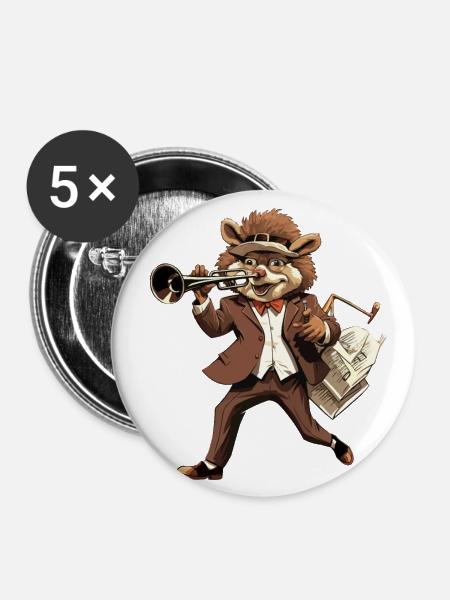 Schaukel-Igel - Buttons groß 56 mm (5er Pack) - Weiß