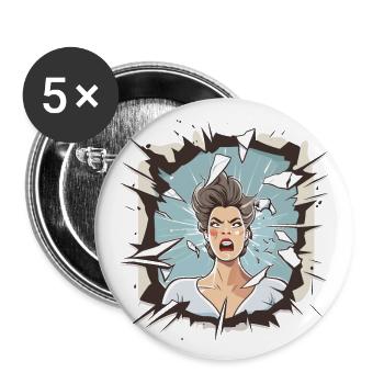 Breaking Barriers: A Stylized Portrait of Empowerm - Buttons large 2.2''/56 mm (5-pack) - white - Front