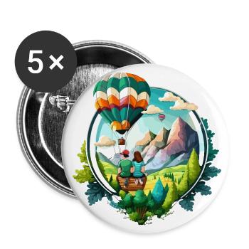 Montgolfière colorée : un voyage d’émerveillement et de - Lot de 5 grands badges (56 mm) - blanc - Devant