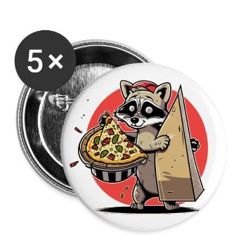 Le Pizza Bandit : une quête espiègle de ratons laveurs - Lot de 5 grands badges (56 mm) - blanc - Devant