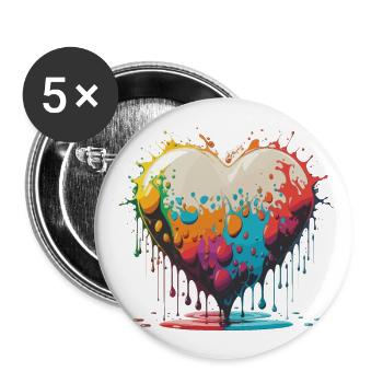 Colorful Drops of Love: Ein herzerwärmender Cartoon Des - Buttons groß 56 mm (5er Pack) - Weiß - Vorne