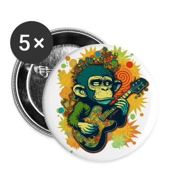 Psychedelic Groove: A Weed Head Monkey Rocking the - Buttons large 2.2''/56 mm (5-pack) - white - Front