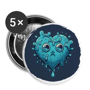 Water Love: A Playful Heart Design - Buttons large 2.2''/56 mm (5-pack) - white - Front