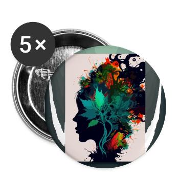 Cool Weed Head: Psychedelic Ornaments and Abstract - Buttons large 2.2''/56 mm (5-pack) - white - Front