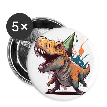 Birthday Roar: A Whimsical Cartoon Design - Buttons large 2.2''/56 mm (5-pack) - white - Front