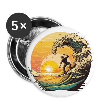 Sunset Surf: A Serene Blend of Waves and Colors - Buttons large 2.2''/56 mm (5-pack) - white - Front