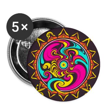 Conception de soleil psychédélique aux couleurs vives - Lot de 5 grands badges (56 mm) - blanc - Devant