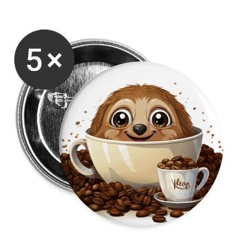 Le câlin de café - Lot de 5 grands badges (56 mm) - blanc - Devant