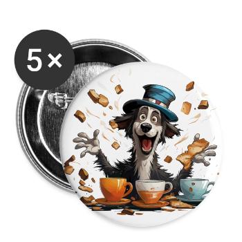 Le jongleur de caféine - Lot de 5 grands badges (56 mm) - blanc - Devant