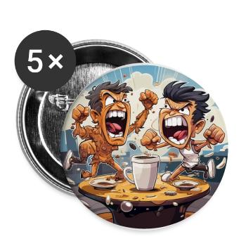 The Coffee Pucksters - Buttons large 2.2''/56 mm (5-pack) - white - Front