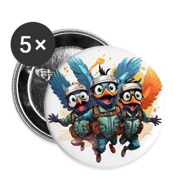 Les volants à plumes - Lot de 5 grands badges (56 mm) - blanc - Devant
