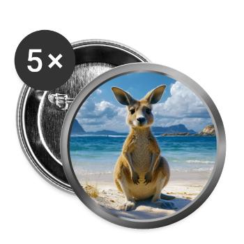 Kangaroo Animal - Buttons large 2.2''/56 mm (5-pack) - white - Front