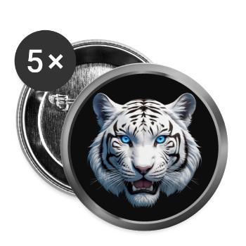 White Tiger Animal - 2 - Buttons large 2.2''/56 mm (5-pack) - white - Front